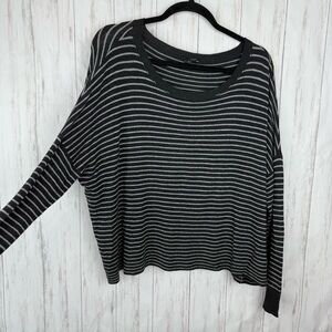 Eileen Fisher slouchy white Black and Gray Striped Sweater Small
